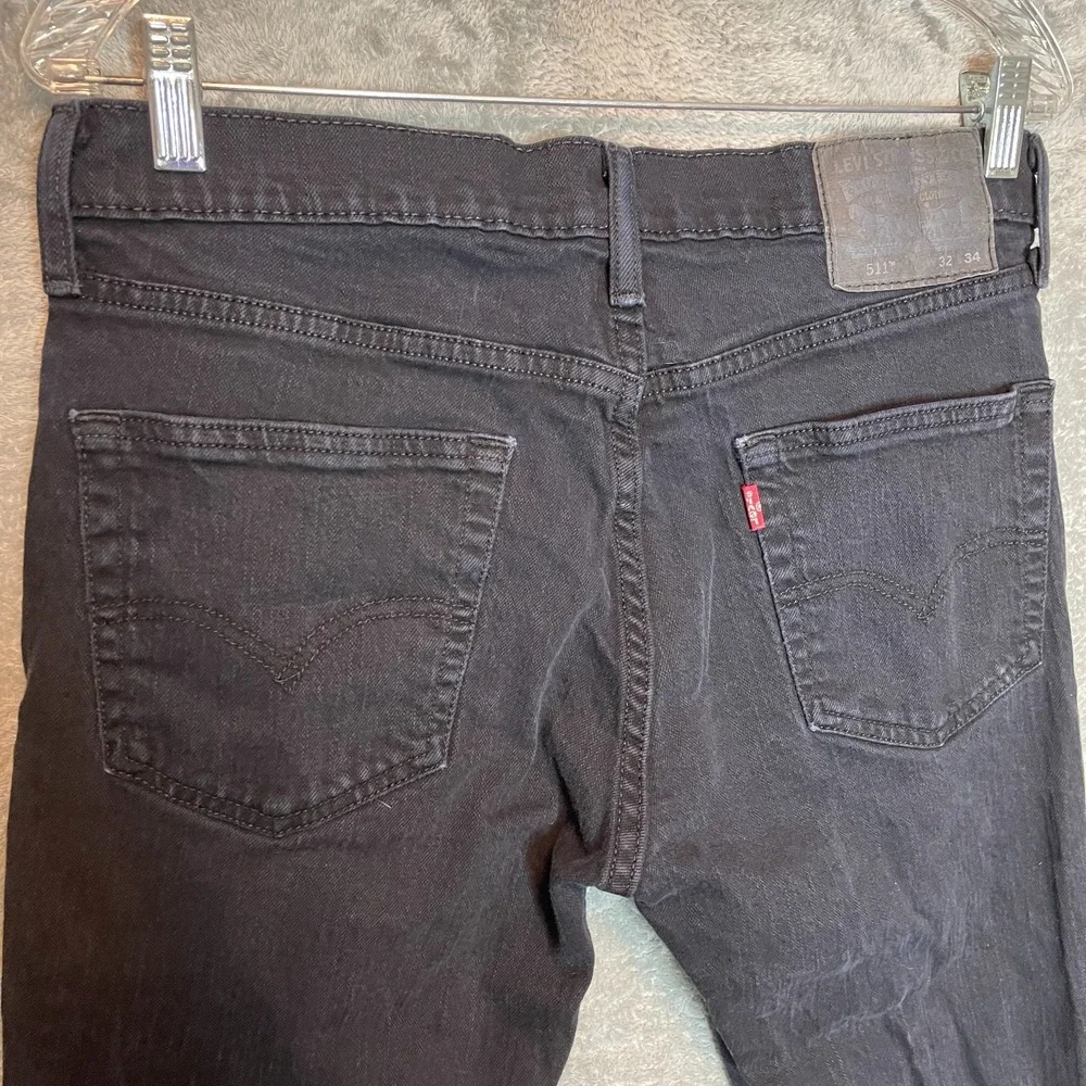 Levis 511 Mens 32x34 Slim Taper Mid Rise Stretch Black Casual Preppy Denim Jean